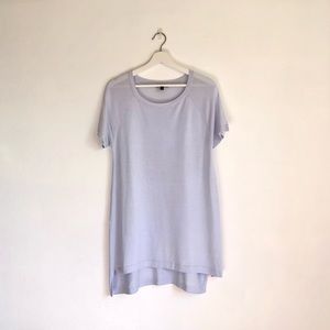 Eileen Fisher Light Gray / Powder Blue Short Sleeve Tunic Top Size XS